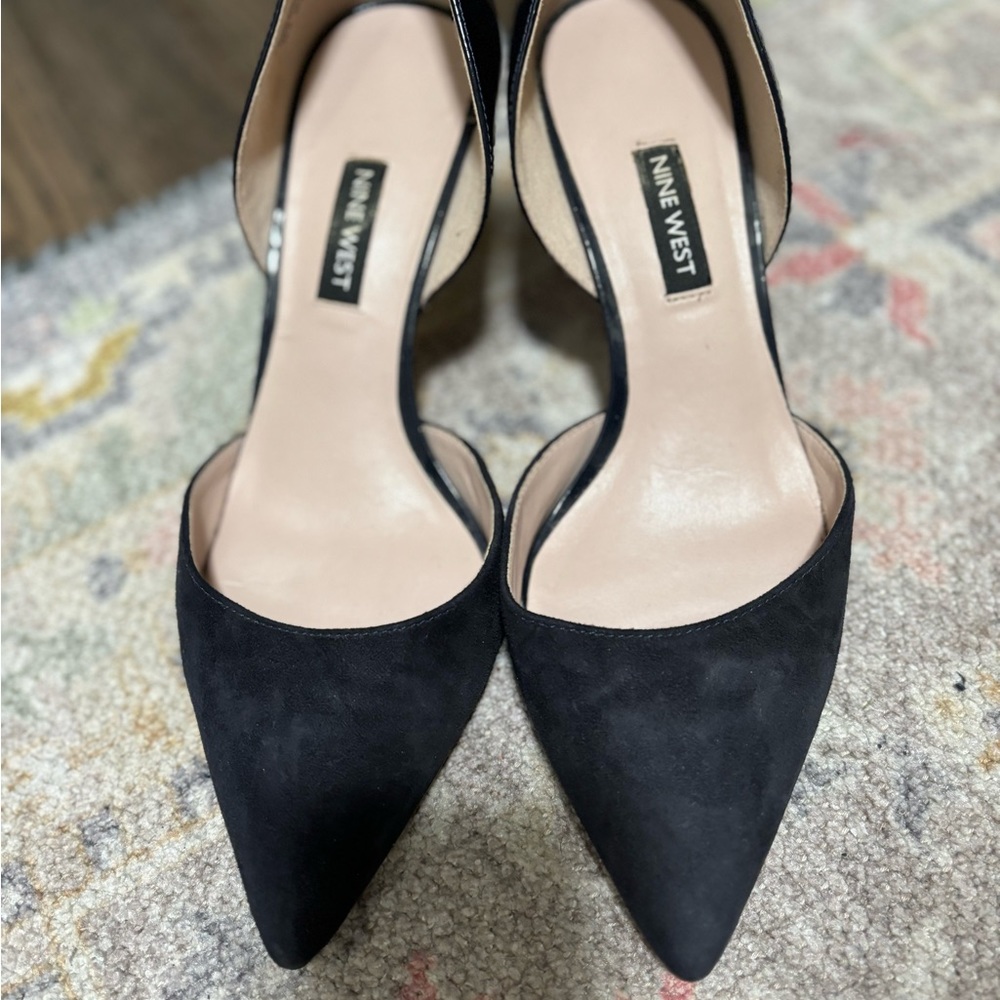 NINE WEST -Navy Blue Suede Patent D'orsay Pumps Heels - Picture 9 of 13